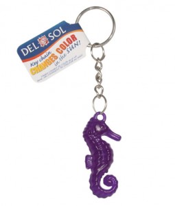 purple color changing seahorse keychain