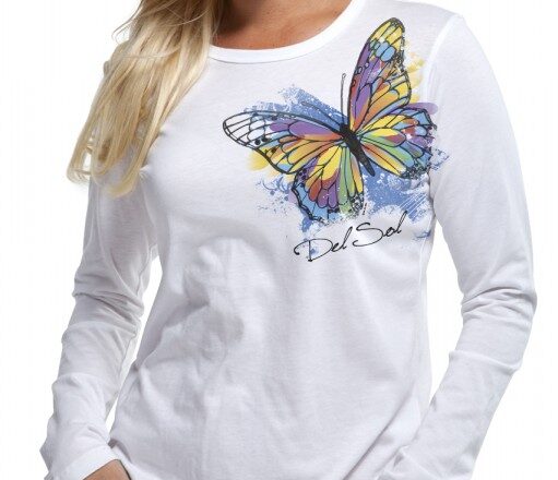 del sol women's color-changing shirt - watercolor butterfly