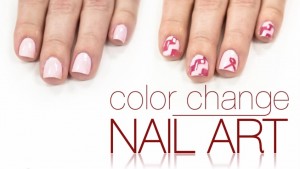 breast cancer awareness color-changing nails