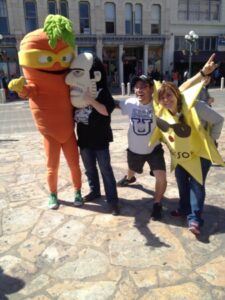 Veronika Del Sol Sun Mascot with other San Antonio Mascots