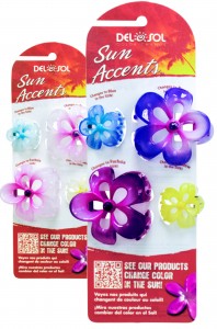 Del Sol Sun Accents Hair Accessories - Glitter Flower Prong Clips